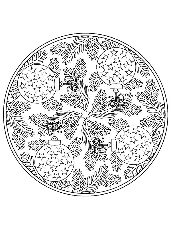 Kidsnfun Kleurplaat Mandala Kerstmis Kerstmis Mandala ballen